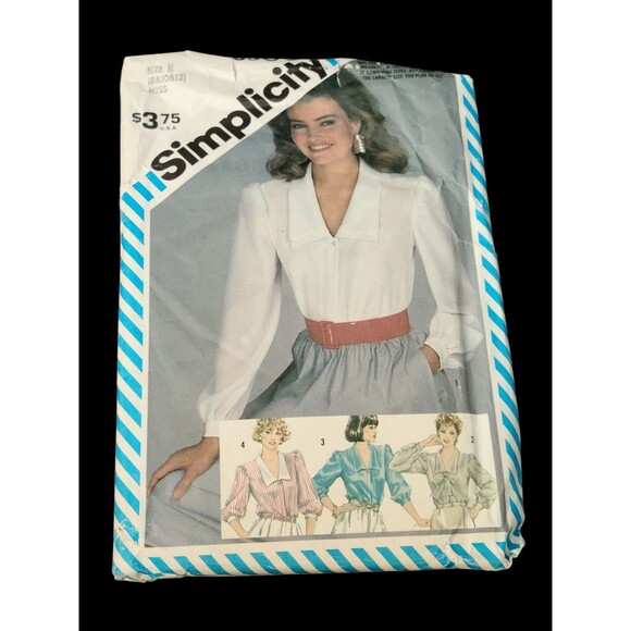 Vtg Blouse Top Shirt Collared Button Up 6 8 10 12 Simplicity 6300 Sewing Pattern - Picture 6 of 6